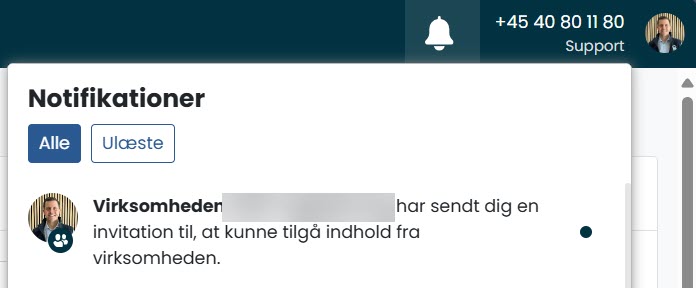 Sitepas Invitation I Notifikationscenter