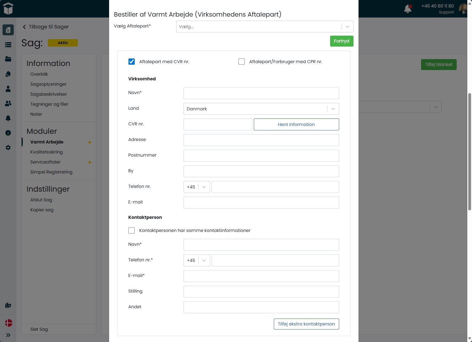 Sitepas Varmt Arbejde Bestiller Aftalepart