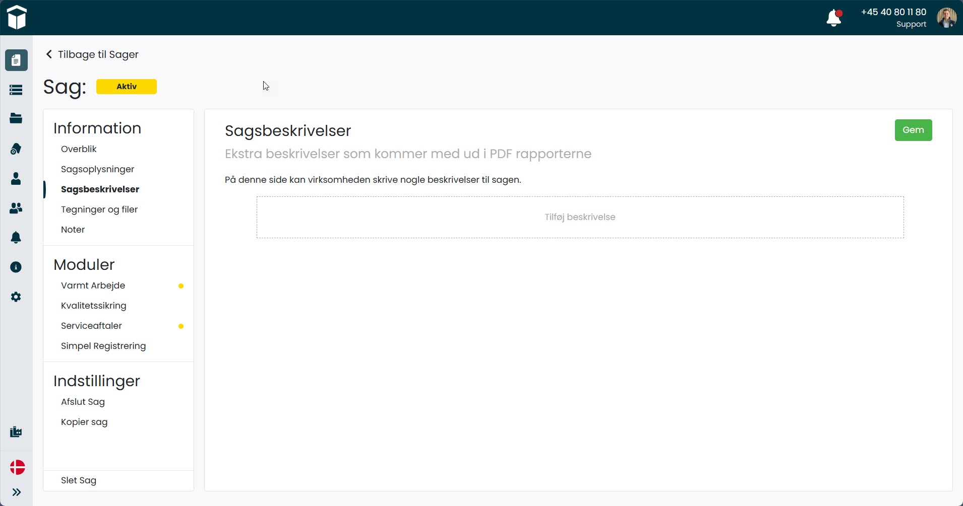Sitepas Sager Sagsbeskrivelser