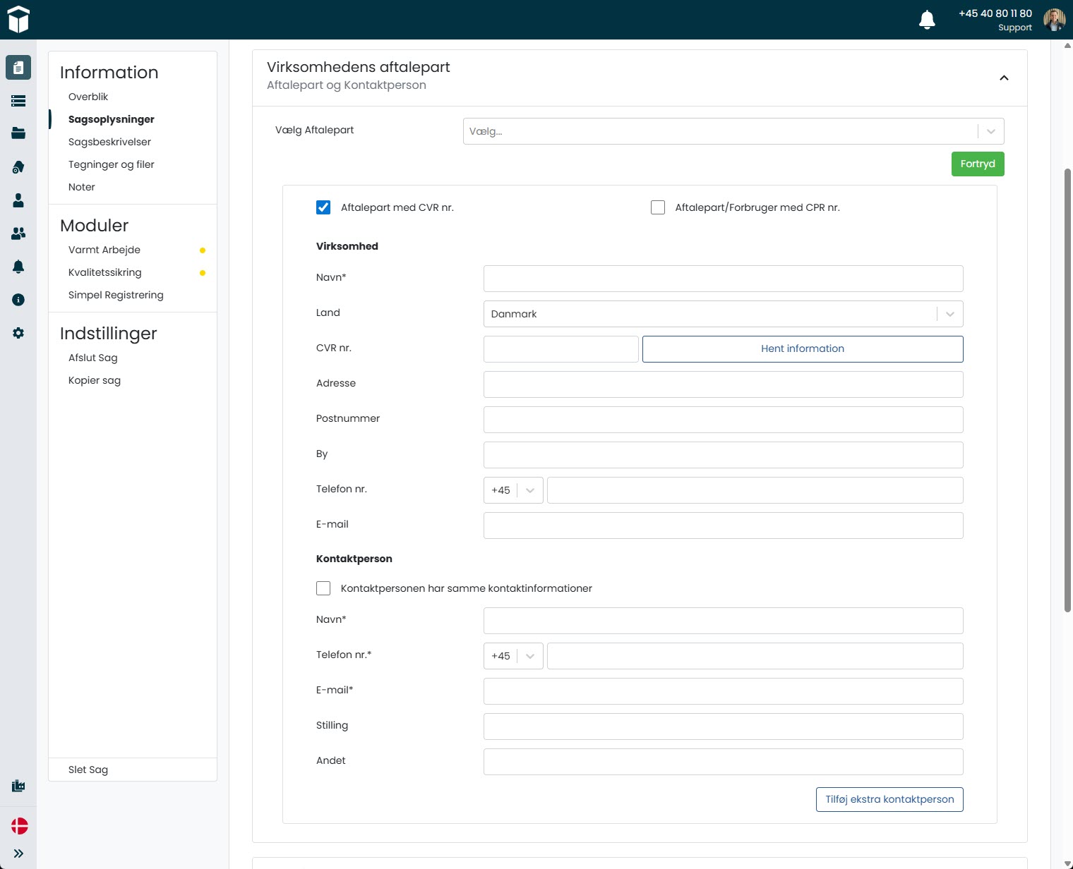 Sitepas Virksomhedens Aftalepart
