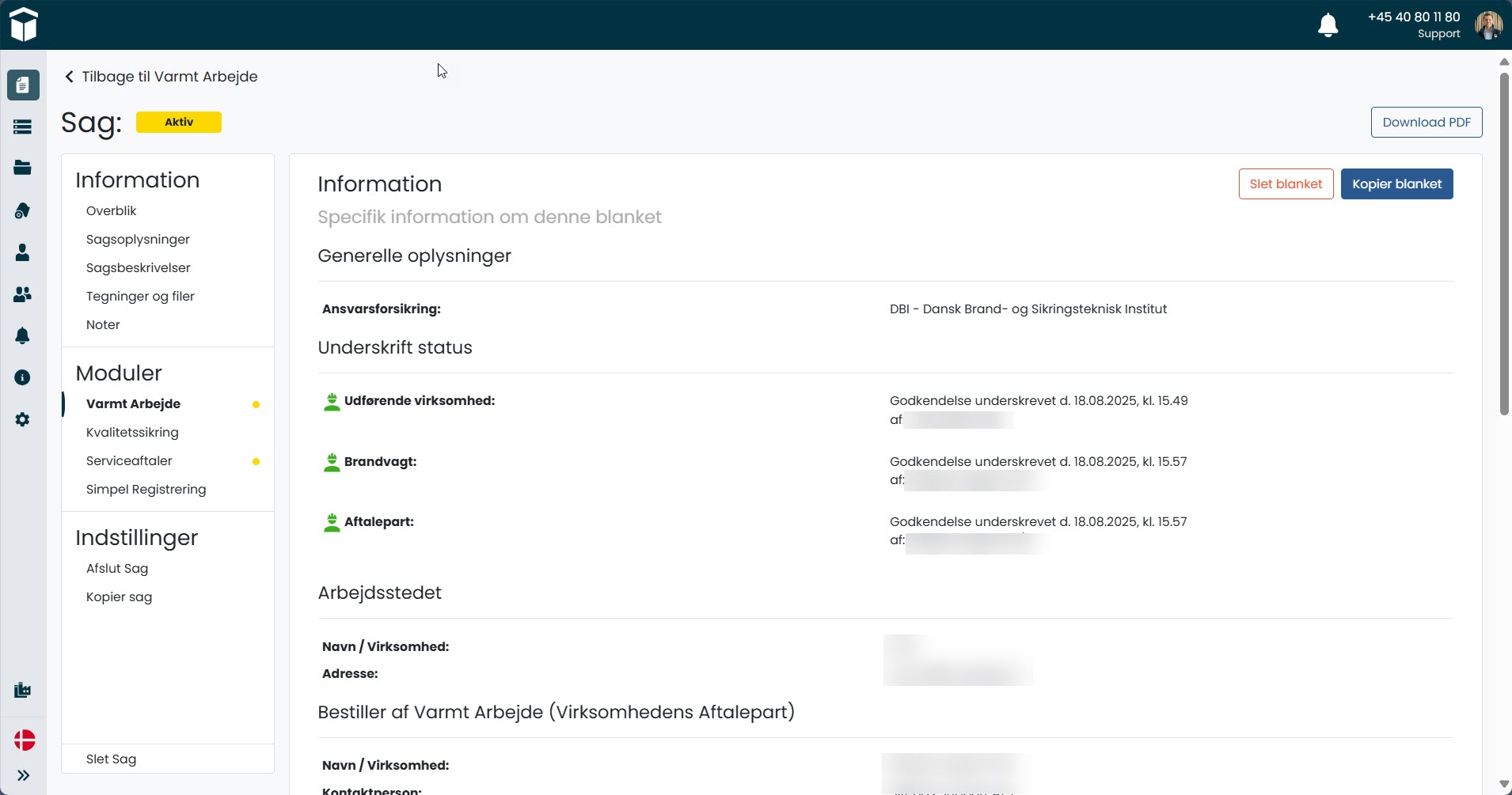 Sitepas Varmt Arbejde Underskrevet